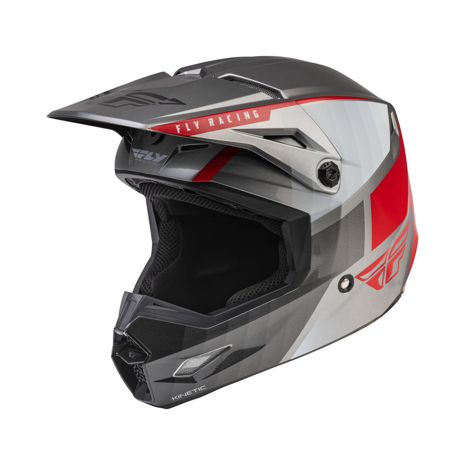 YOUTH KINETIC DRIFT HELMET CHARCOAL/LIGHT GREY/RED YM - 73-8643YM