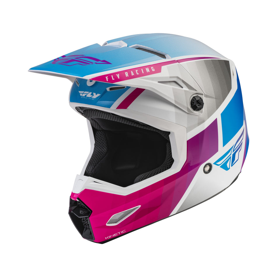 YOUTH KINETIC DRIFT HELMET PINK/WHITE/BLUE YS - 73-8644YS
