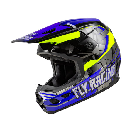 YOUTH KINETIC SCORCHED HELMET BLUE/GREY/HI-VIS YL - 73-8665YL