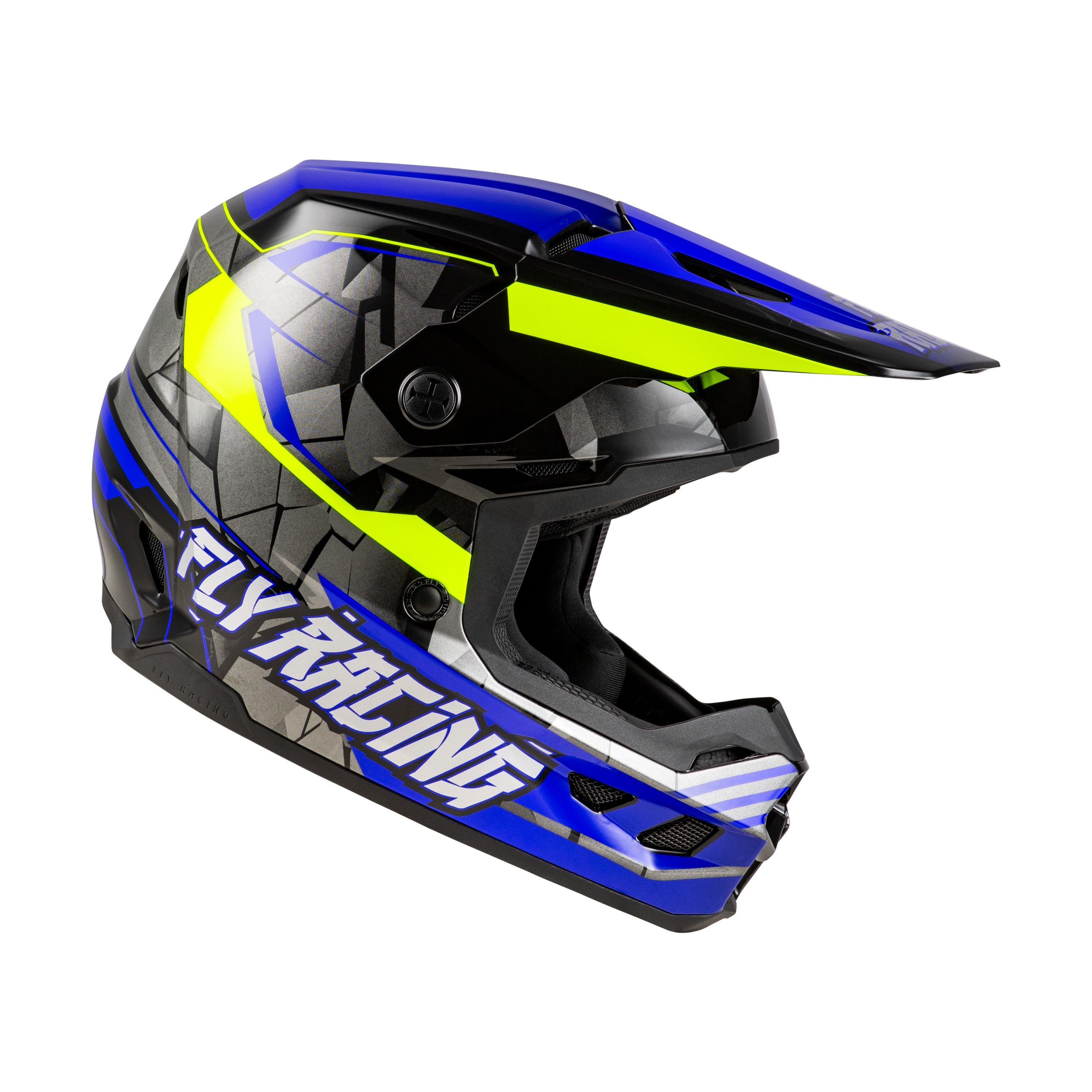 YOUTH KINETIC SCORCHED HELMET BLUE/GREY/HI-VIS YS - 73-8665YS-3