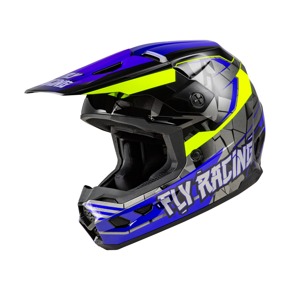 YOUTH KINETIC SCORCHED HELMET BLUE/GREY/HI-VIS YS - 73-8665YS