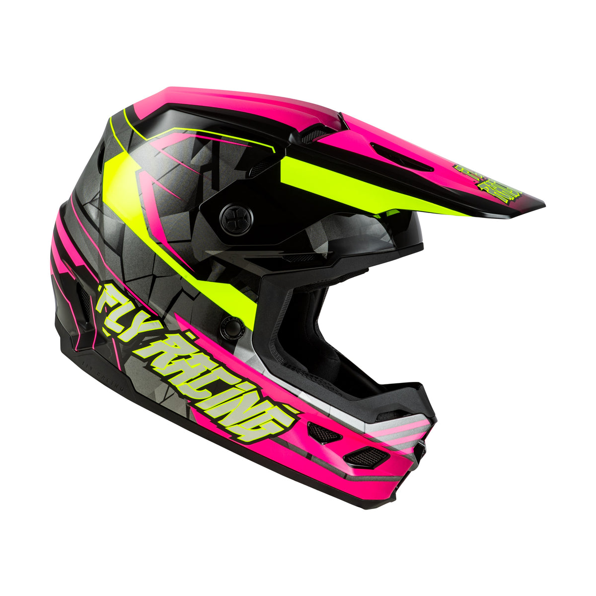 YOUTH KINETIC SCORCHED HELMET NEON PINK/HI-VIS/BLACK YL - 73-8666YL-3