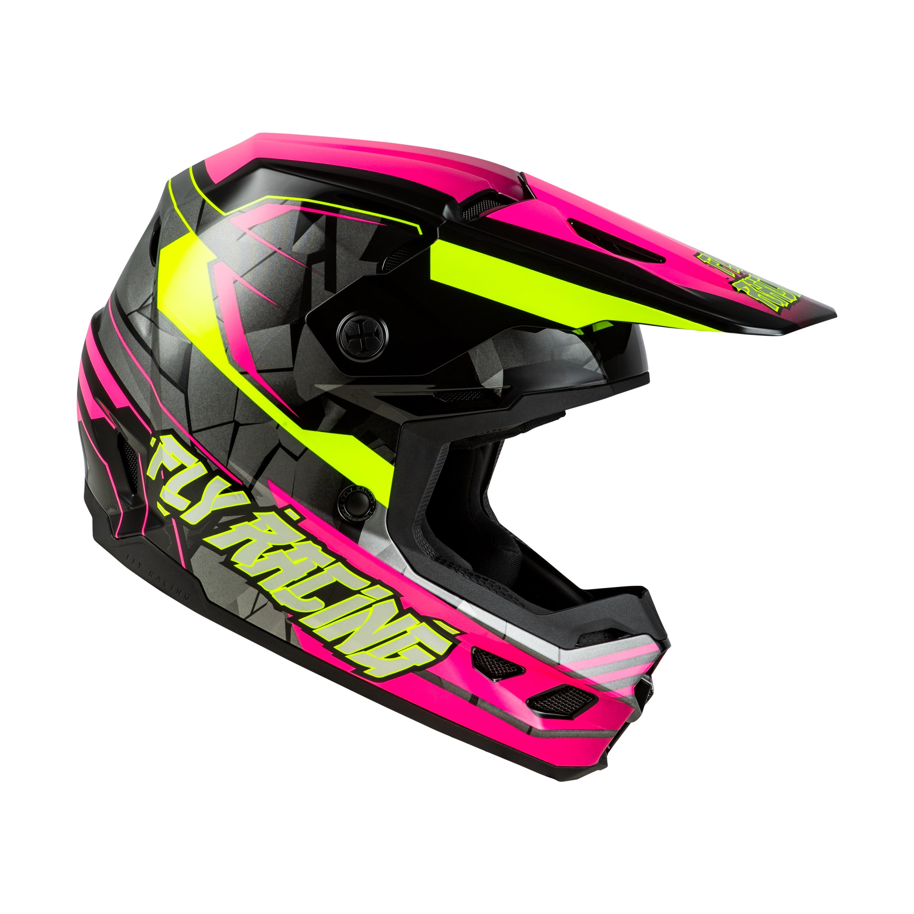 YOUTH KINETIC SCORCHED HELMET NEON PINK/HI-VIS/BLACK YL - 73-8666YL-3
