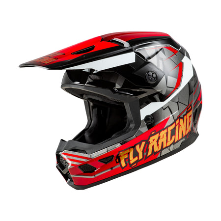 YOUTH KINETIC SCORCHED HELMET RED/BLACK/WHITE YM - 73-8667YM
