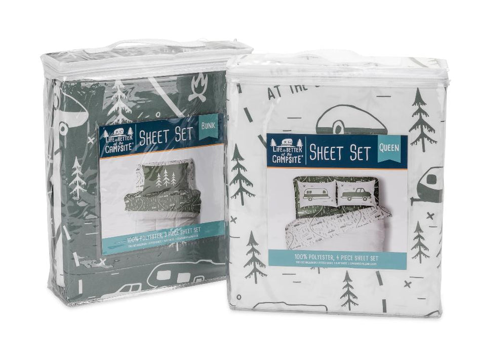 Premium RV Bunk Bed Sheet Set, Green Map - 53477