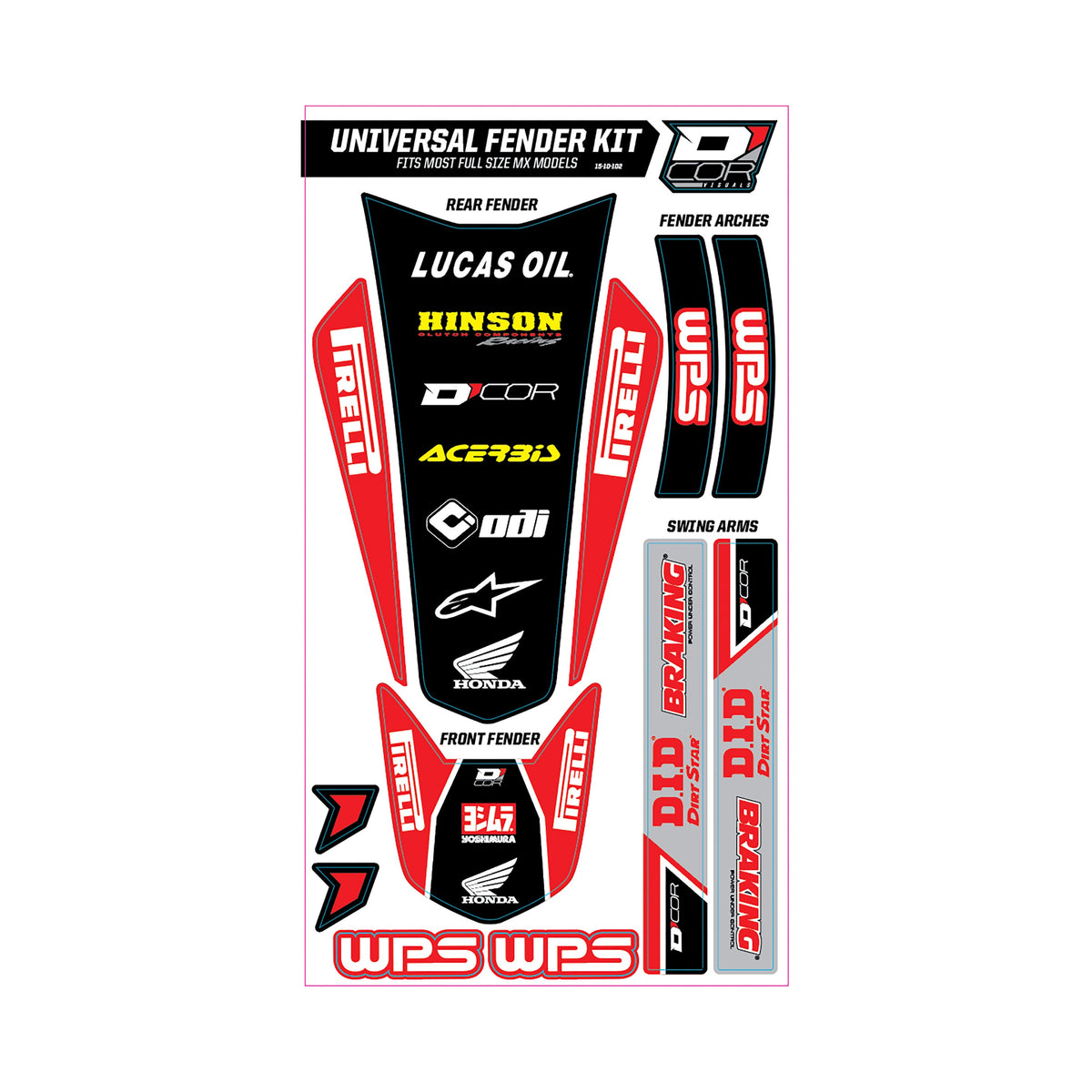 TRIM KIT RED WPS UNIVERSAL FOR FULL SIZE MOTORCYCLES - 862-51102