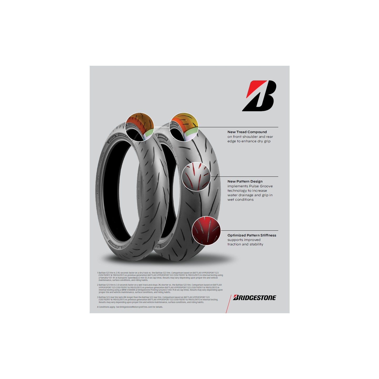 TIRE BATTLAX HYPERSPORT S23 FR 120/70ZR17 58W RADIAL TL - 874-1130-1