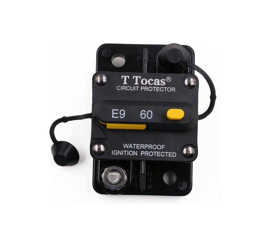 T Tocas 60 Amp Circuit Breaker with Switch For Boat Marine RV Yacht Battery - BBCB594-60A