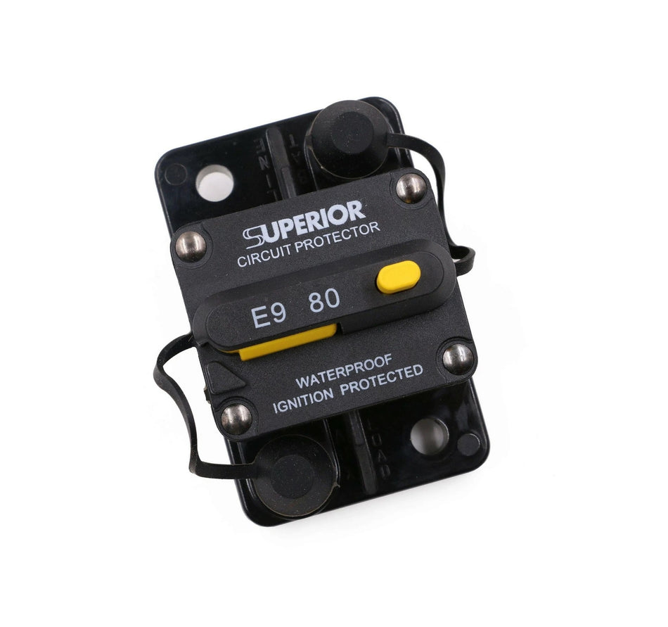 T Tocas 80 Amp Circuit Breaker Trolling with Manual Reset, 12V to 48V DC, Waterproof - BBCB594-80