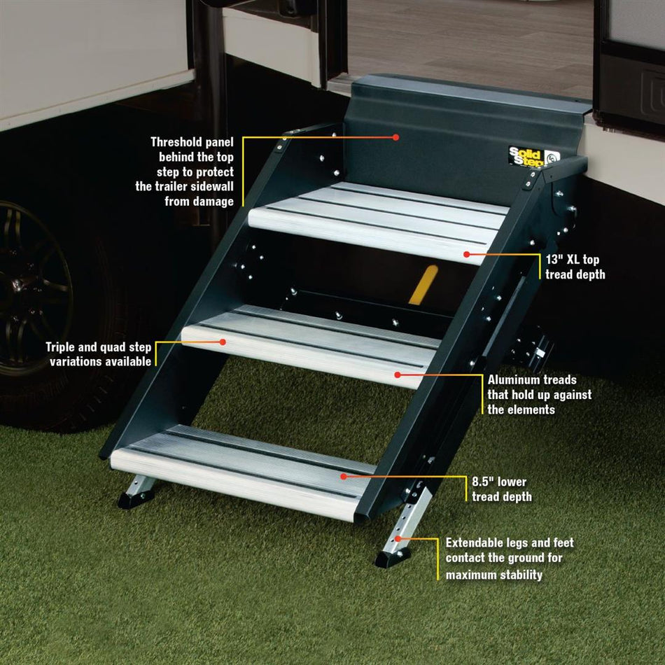 Lippert SolidStep ® 3.0 3 Manual Fold-Up Entry Steps - 62-2896