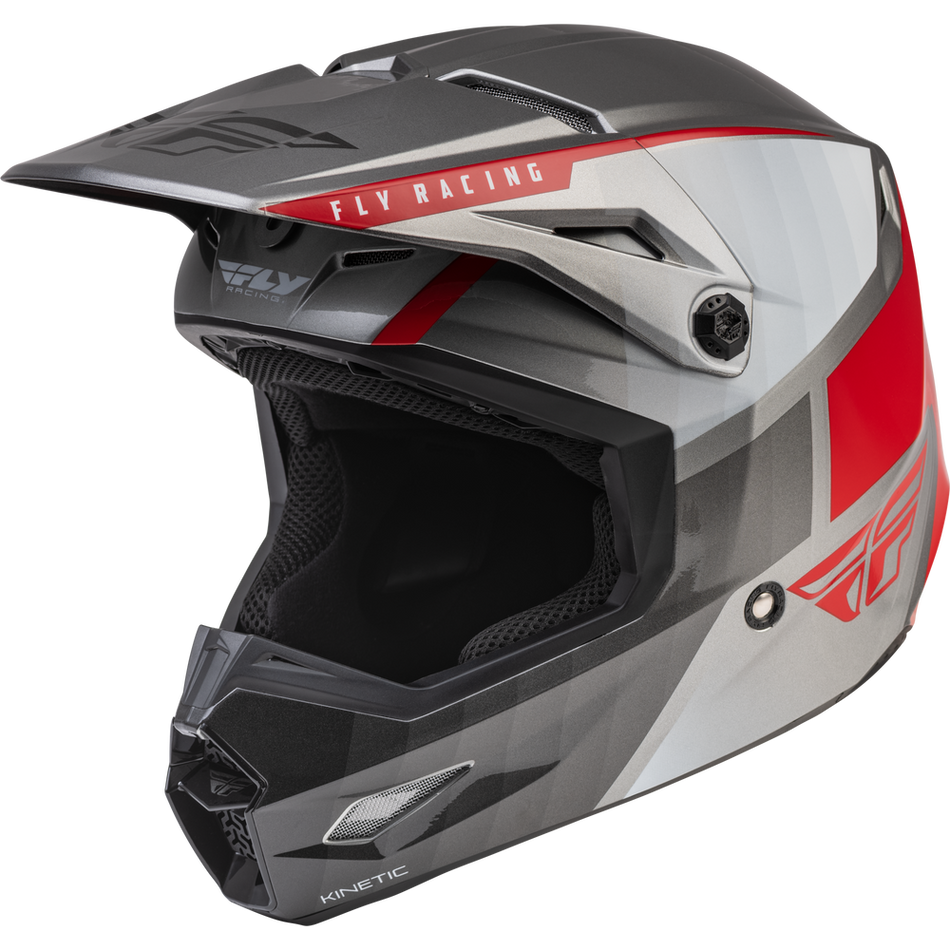 Fly Racing Kinetic Drift Helmet Charcoal/Light Grey/Red