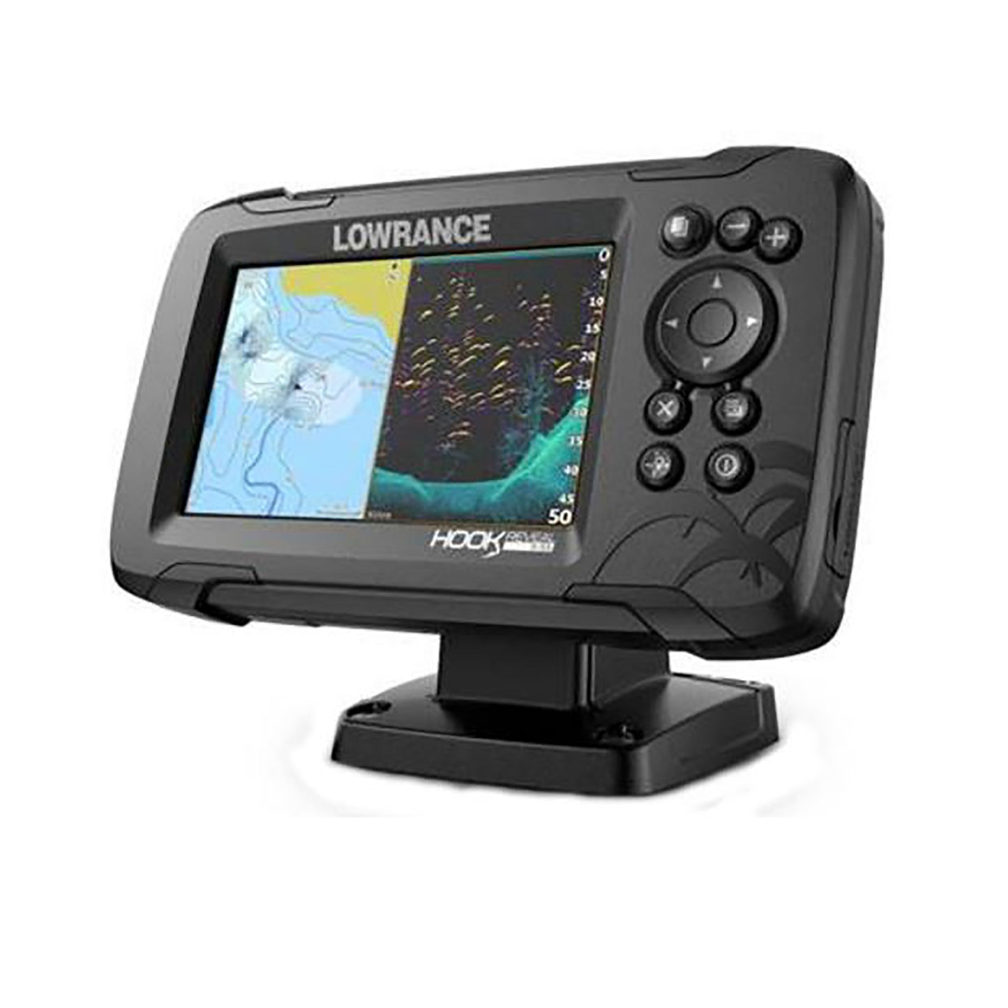 Lowrance Hook Reveal 5X Fishfinder SplitShot w/Downscan Imaging w/o Mapping, 5"