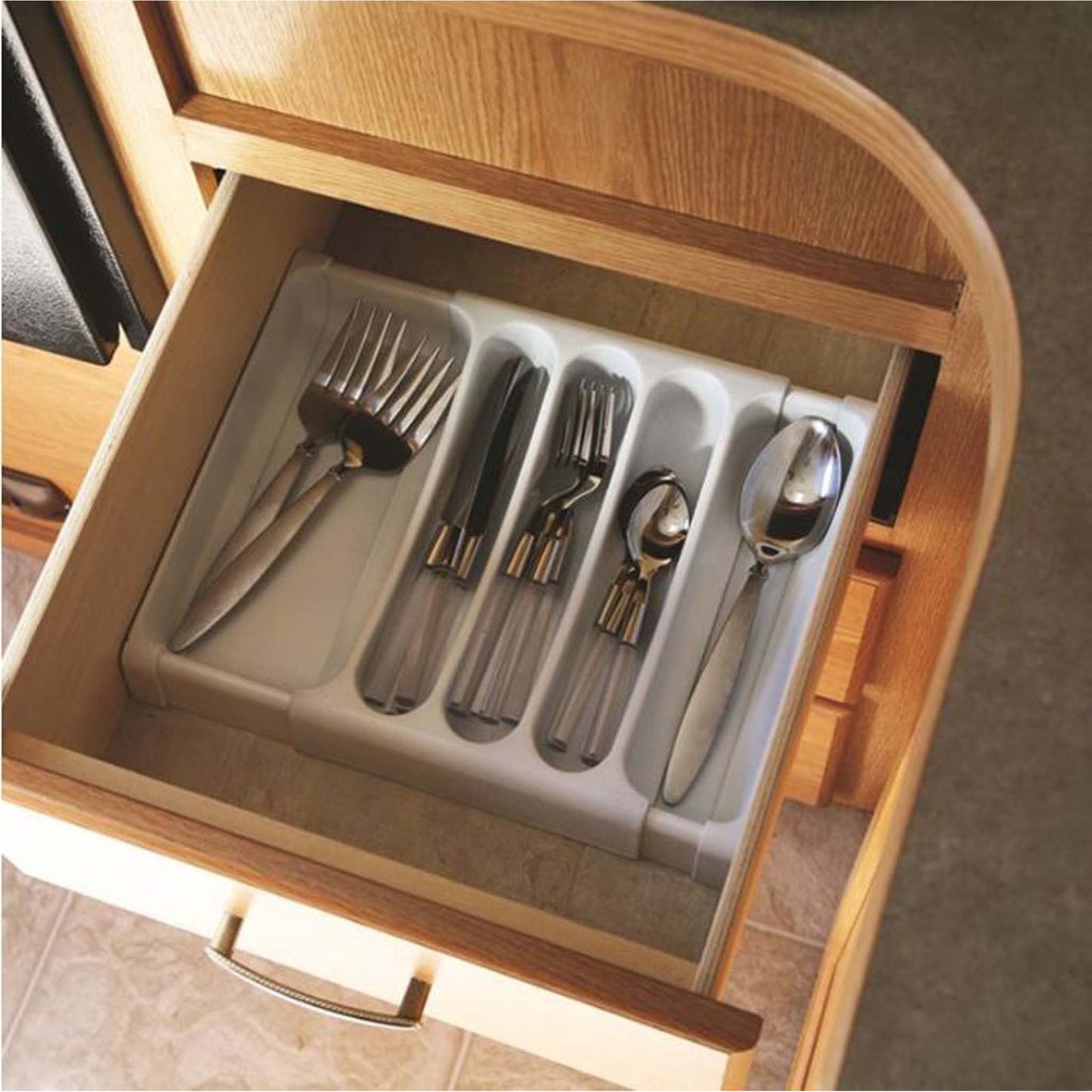 Adjustable Cutlery Tray - White