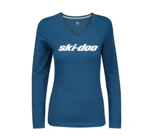 Ski-Doo Women's Signature Long Sleeve Tee- Blue Teal