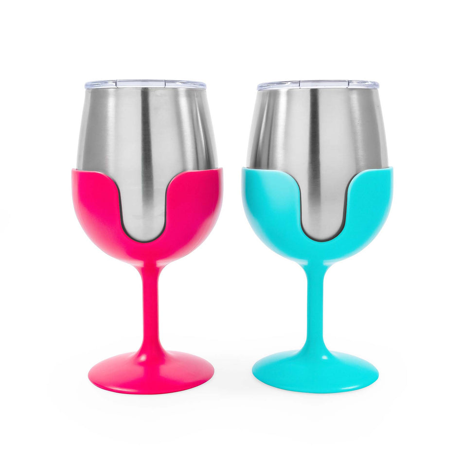 Life is Better at the Campsite Wine Tumbler Set (Blue / Pink)