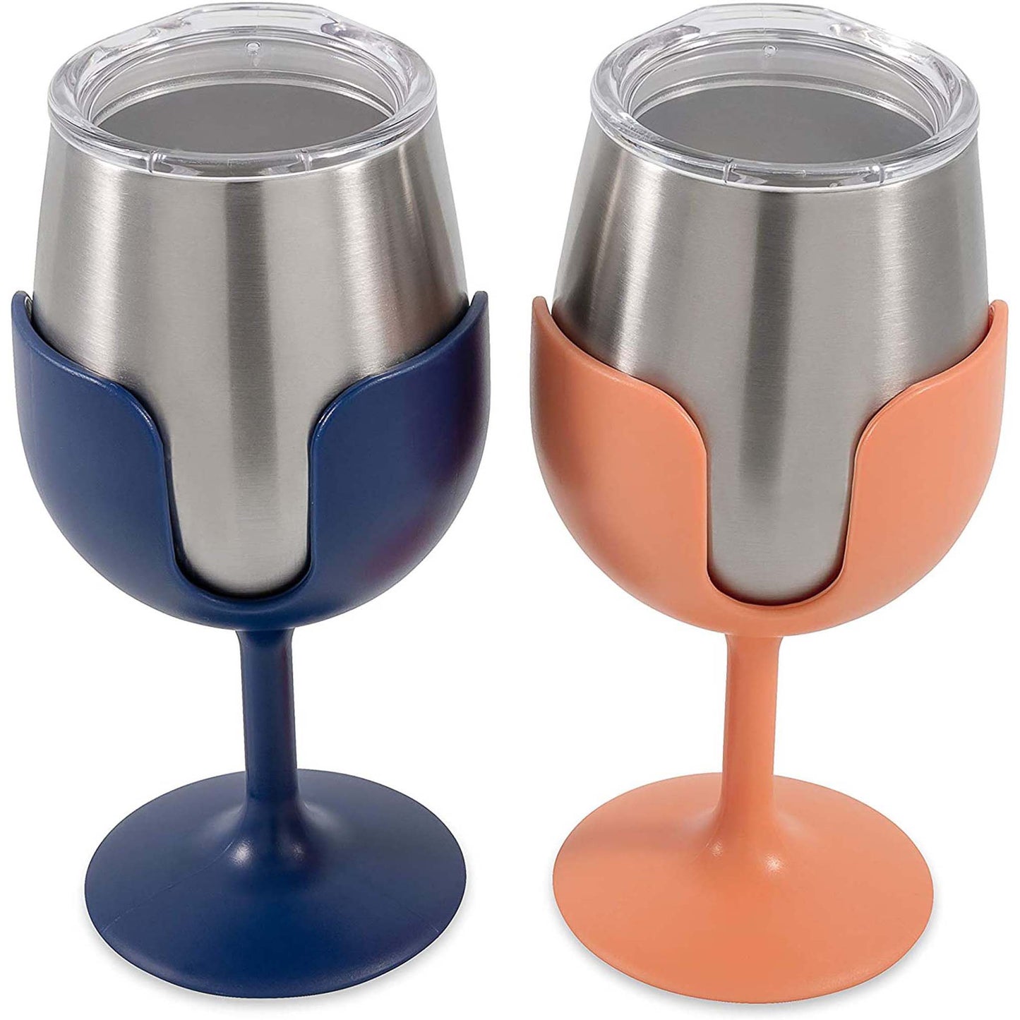 Life is Better at the Campsite Wine Tumbler Set, 8 oz., Navy and Peach