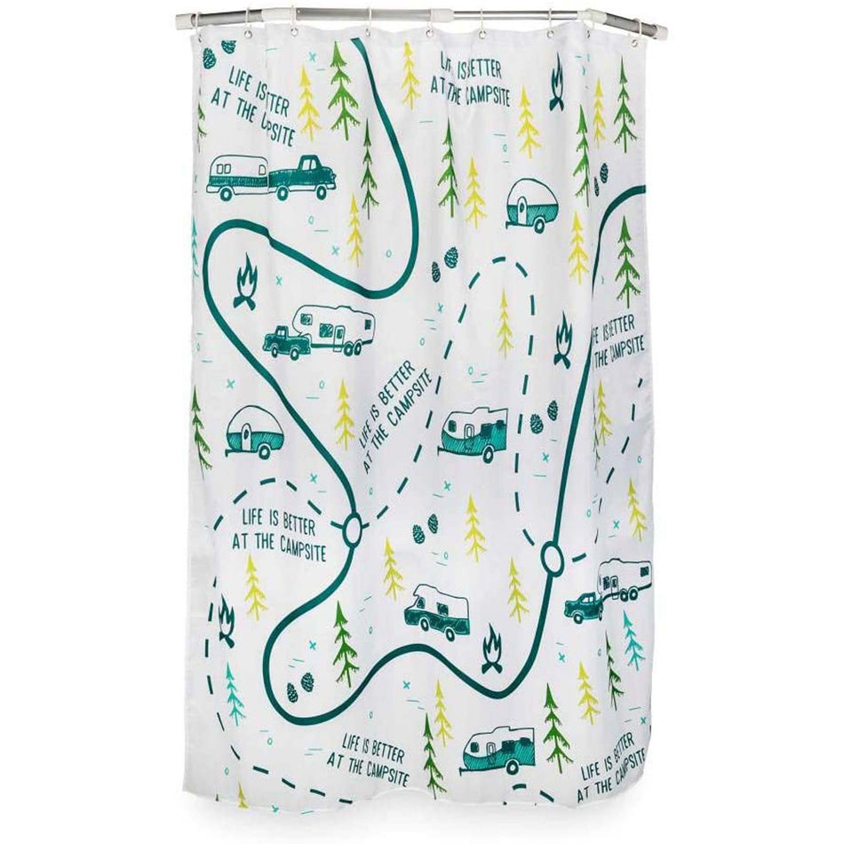 Camco Life if Better at the Campsite RV-Sized Shower Curtain, Map Design