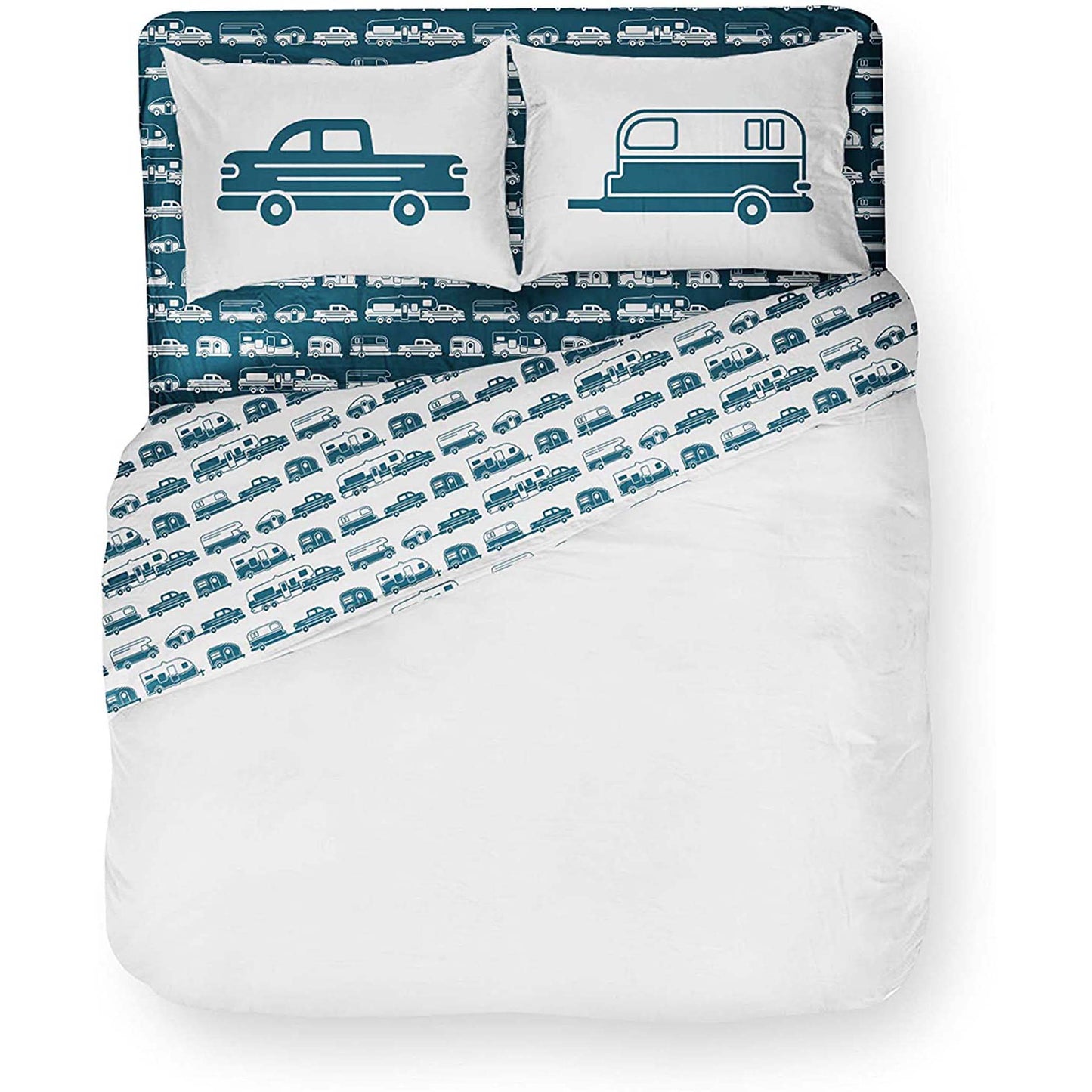 Life is Better at the Campsite RV Bed Sheet Set, RV Queen, Blue