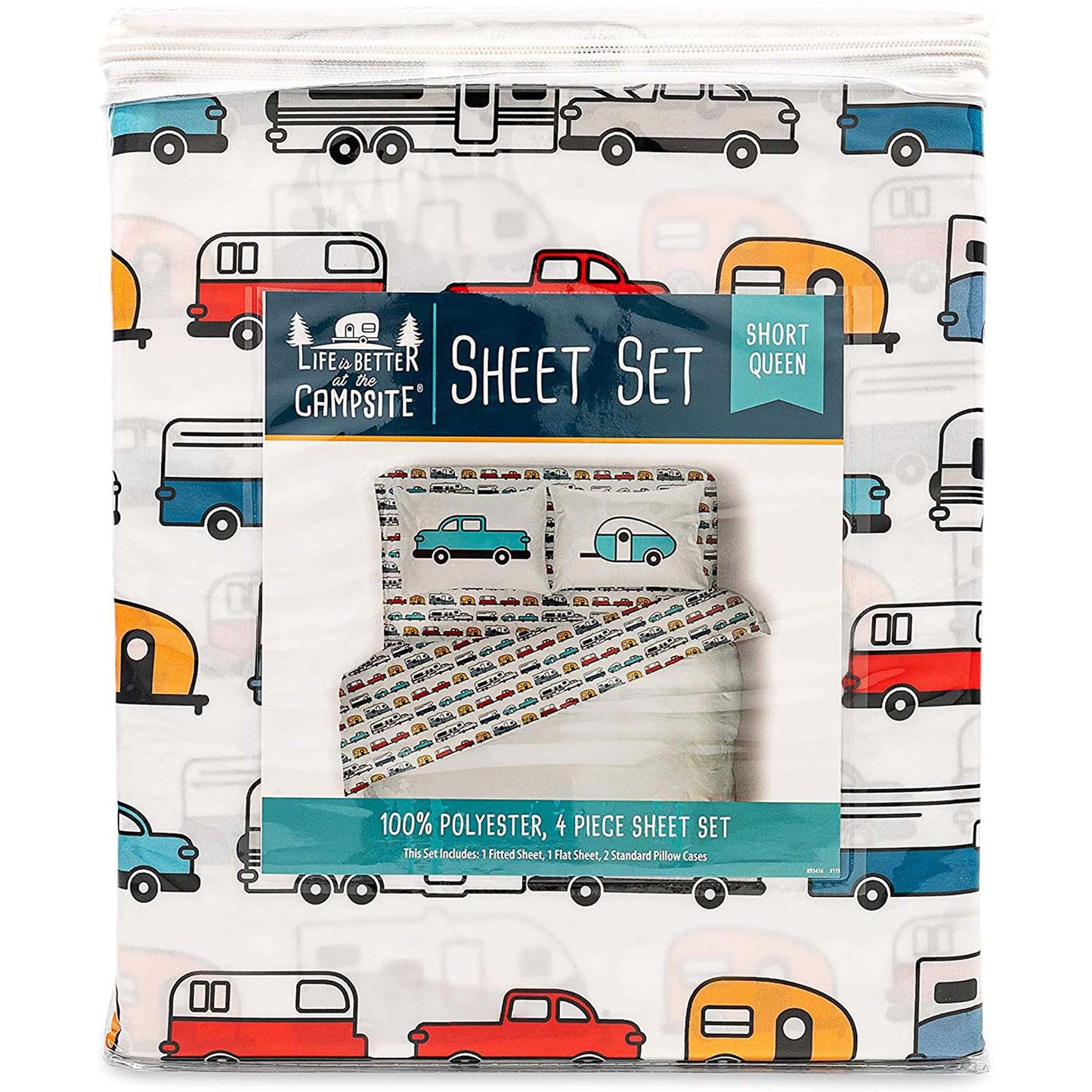 Life is Better at the Campsite RV Bed Sheet Set, RV Queen, Multi-Color